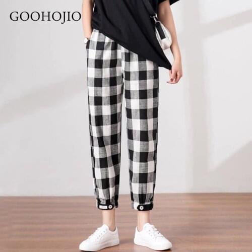 Plaid Pants Women Streetwear Cool Girl High Waist Trousers Harem Sweatpants Joggers Women Cargo Sweat Pants Korean Pantalon 2XL