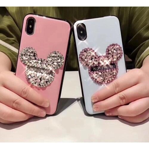 Mickey Diamond for Apple 7plus Phone Case iPhone 11 All-Inclusive Drop-Resistant Womens Silicone Korean Creative