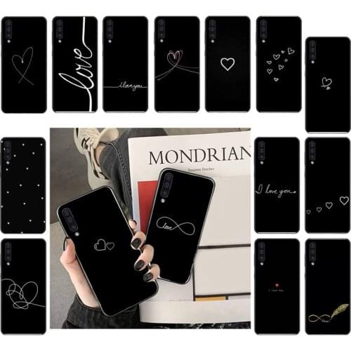 Black Simple Lines Love Heart Phone Case For Samsung A41 A31 A50 A32 A11 A12 A02 A52 A21 M31 A72 A51 A70 A71 A21S