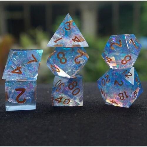 Numbers Dial Handmade Gorgeous Dice Blue Resin Fantasy Polyhedral Dice For DND RPG MTG Board Table Games Gift Carft Collection
