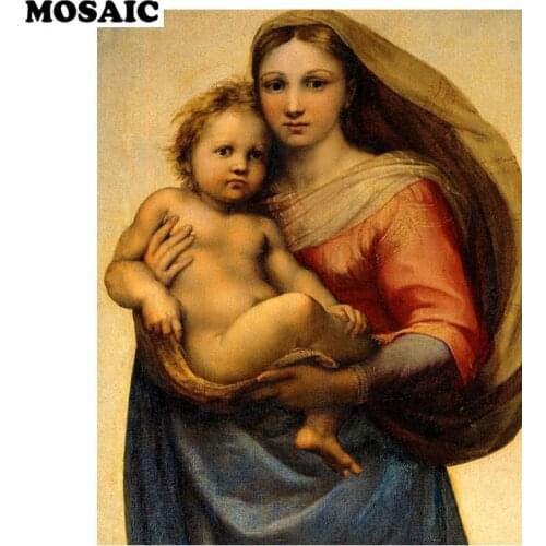 Diy Diamond Painting Cross Stitch Virgin Mary and Child Diamond Picture Rhinestone Embroidery Mosaic Pattern Painting Home Decor