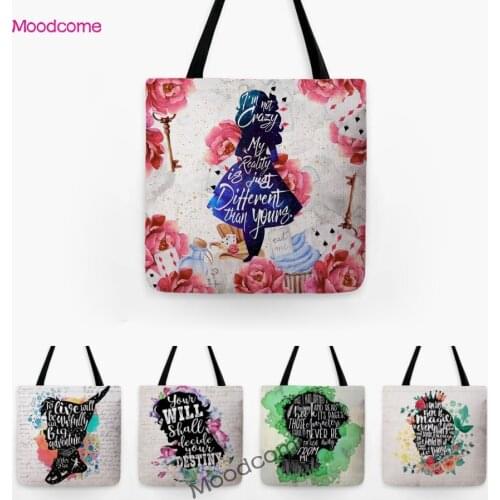 Book Reading Bookish Letter Print Jane Austen Quotes Pupil School Carrying Bag Shopping Tote Bag Water Resistant Shoulder Bag