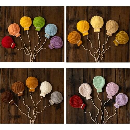 Don&Judy 5/6pcs/set Newborn Photography Prop Handmade Crochet 8cm Balloon Baby Photography for Photo Studio Shooting Accessories