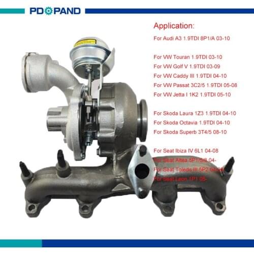 Engine turbo charger kit BV39 turbocharger for VW Touran Golf V Caddy III Passat Jetta I Audi A3 1.9L 751581-5003S 751581-5004S