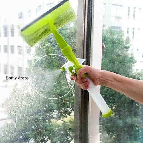 Multifunctional Spray Water Glass Wipe Cleaner Double-sided Wipe Window Glass Scraper Cleaner Brush Home Cleaning Brushes Tools