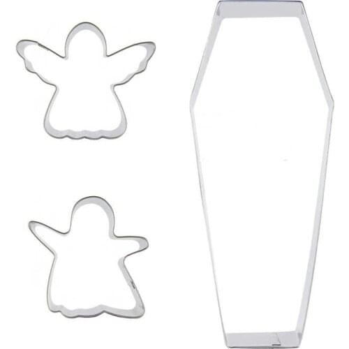 Angels, Ghosts, Coffin shaped 3 piece biscuit cutting molds, baking tools, cake decorating soft candy tools