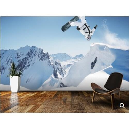 Custom landscape wallpaper,Snowboard Jumping in high mountains,3D mural for living room bedroom TV backdrop waterproof wallpaper