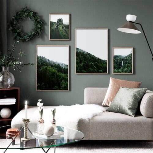 Mountain Foggy Forest Picture Nature Scenery Scandinavian Poster Landscape Print Wall Art Canvas Painting Modern Room Home Decor