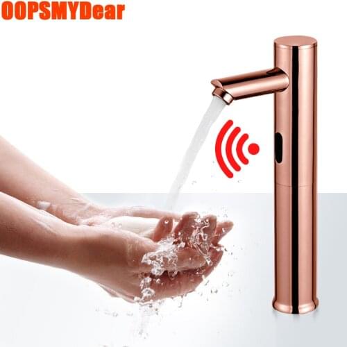 Infrared Motion Sensor Faucet Basin Sink Smart Touchless Tap Washbasin Rose Gold Brass Grifo Modern Luxury Automatic Copper Taps