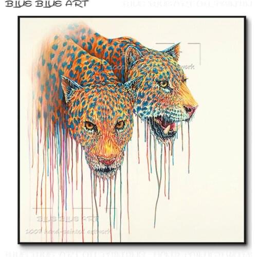 Skilled Artist Pure Hand-painted High Quality Animal Cheetah Oil Painting on Canvas Watercolor Style Animal Cheetah Oil Painting