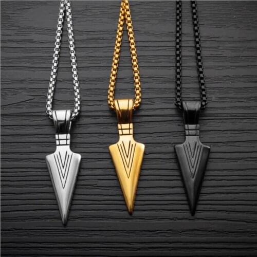 KKCHIC Hot-selling Titanium Steel Jewelry Retro Personality Spear Arrow Pendant Hip Hop Punk Mens Necklaces Factory Direct Sale
