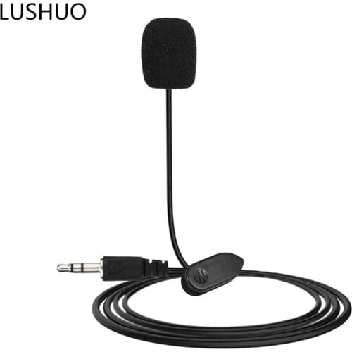 LUSHUO 3.5mm Mini Mic Microphone Portable Studio Speech Home Video Vlog Youtuber With Clip For Phone Laptop Clarity Voice