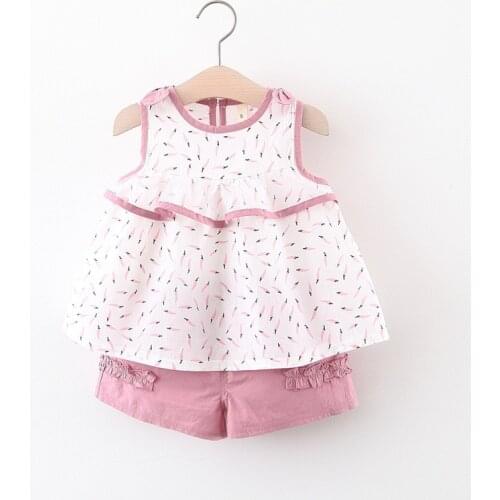 Fashion Clothes Baby Clothing Sets 2 Pcs Sets Chili Print Ruffles Sleeveless Dress+short Pants Cute Baby Girl Clothes Set 0-24M