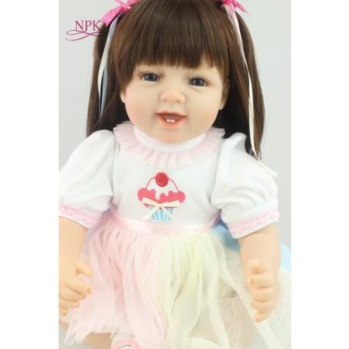 NPK 55cm cute smile Bebes Reborn Doll Soft Silicone Boy Girl Toy Reborn Baby Doll Gift for Children bonecas reborn