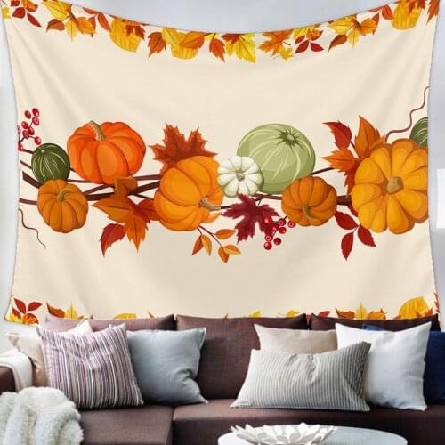 Thanksgiving Pumpkin Maple Leaf Tapestry Wall Hanging Living Room Decor Wall Hanging Tapestry Yoga Mat Home Decor Art