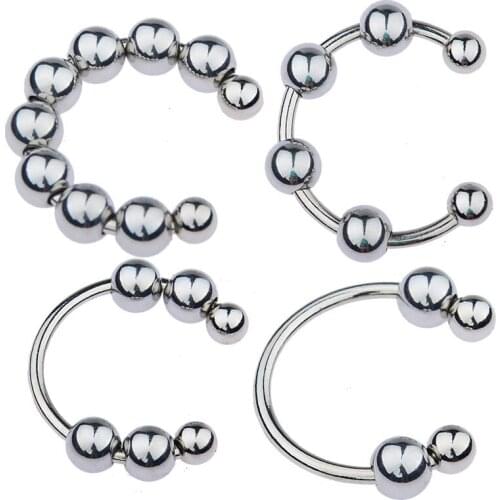 New Male Penis Lock Bondage Metal Cock Ring Stainless Steel Glans Delay Ring Beads Cbt BDSM Sex Toys For Men Erotic Adult