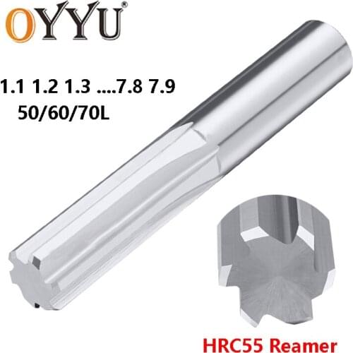 OYYU 1pcs 1.1mm-7.9mm Straight Flute Machine Reamers H7 Carbide Tungsten Steel Chucking Reamer 4/6 Flutes CNC HRC55 Cutter Tools