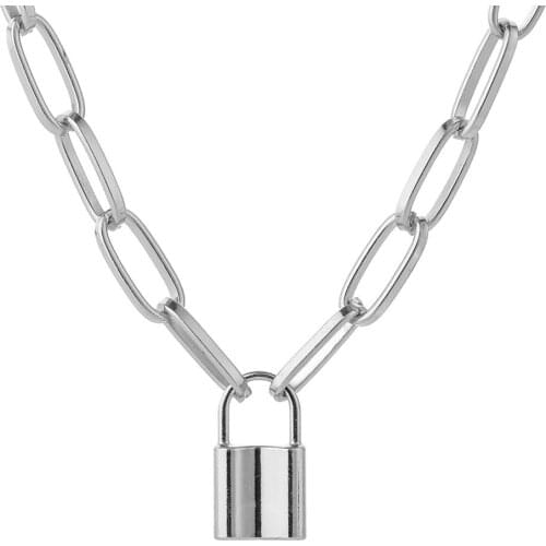 Simple Love Lock Necklace Personality Alloy Chain Retro Pendant Fashion Trend Unisex Necklace Party Jewelry Couple Gift