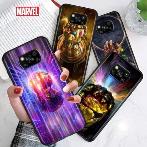 Marvel Infinite Gloves For Xiaomi Poco C3 M3 M2 X3 NFC X2 F2 X3 Pro F1 F3 Mi Play Mix 3 A2 Lite A1 6 5 Black Phone Case