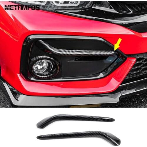 For Honda Civic 2020 2021 Carbon Fiber Front Fog Light Lamp Eyelid Eyebrow Foglight Molding Trim Sticker Accessories Car Styling