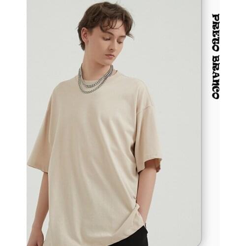 Preto branco Men's Plain T-shirts