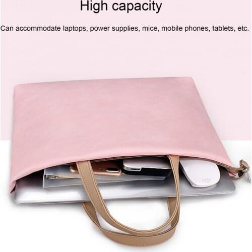 Laptop Bag Waterproof Durable Faux Leather Simple Portable Briefcase Bag for Home
