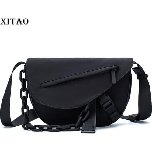 XITAO Chain Black Bags Fashion New Women 2021 Summer Elegant Goddess Fan Casual Style UR Bag High Street Minority WMD1252