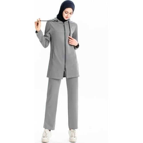 Hoodies Top and Long Pant 2 Piece Suits Women 2020 Spring Jogging Sports Tracksuit Arab Muslim Hooded Sport Sets Sweatshirt Suit