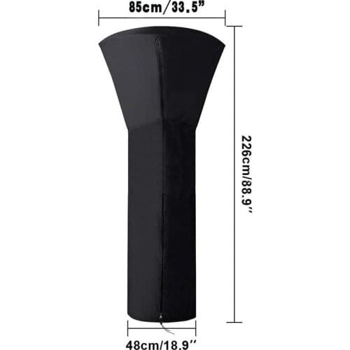 Patio Heater Cover Waterproof Stand-Up Heater Cover With Zipper Heavy Duty Oxford Cloth Anti-UV for Outdoor Black SP99
