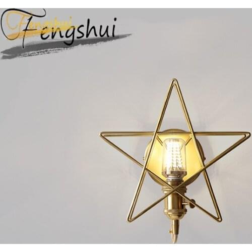 Iron Art LED Wall Lamp Lighting Nordic Creative Star Shape Decoration Wall Lights Bedroom Bedside Aisle Living Room Lamps