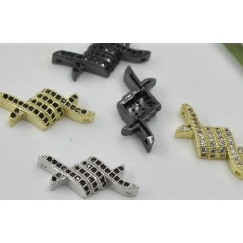 10*22mm heart crystal micro pave cz zircon cubic zirconia beads copper silver gold black plated bracelet accessories cg34