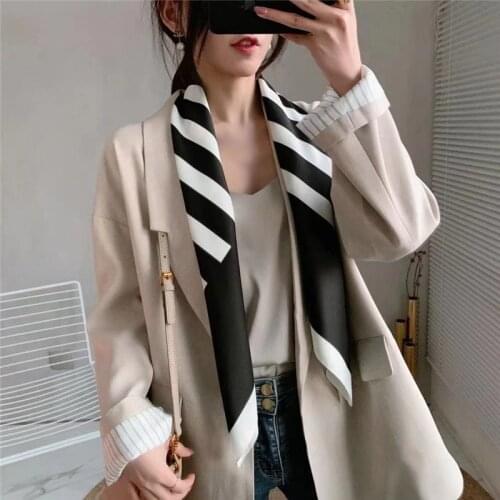 2021 New Fashion Kerchief Silk Neck Scarf For Women Print Hijab Scarfs Female 35*35 inches Square Shawls Wraps Scarves For Lady