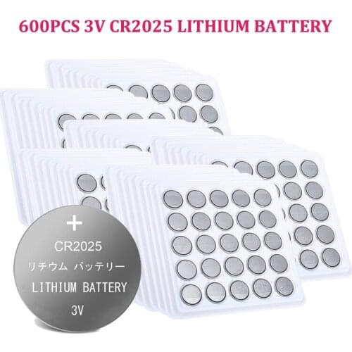 600pcs CR2025 Button Cell Battery 3V Lithium Batteries CR 2025 ECR2025 BR2025 DL2025 for Watch Toys Computer Calculator Control