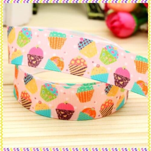 7/8'' Free shipping cupcake printed grosgrain ribbon hairbow headwear party decoration diy wholesale OEM 22mm P4302
