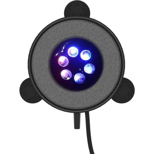 Aquarium Lighting 6 LEDS 12V RGB 1W Bubbling Stone Disk Sucker Waterproof Pecera Lamp with Fish Tank Bubbler