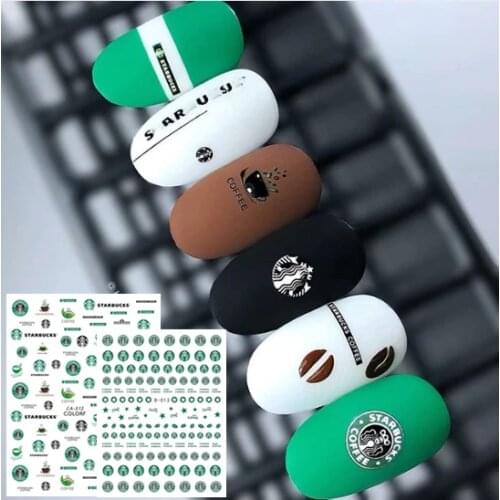 Ca seriesCA-312 COFFEE designs cute GLASS CUP COOL 3d nail art stickers decal template diy nail tool decorations