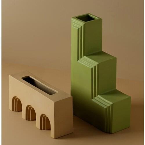 European Geometric Ceramic Vase Decoration Living Room Flower Arrangement Dried Flower Vase Desktop Porch Home Decoration
