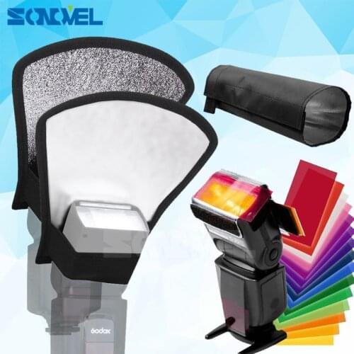 12 Colors Gel Filter Flash Diffuser+silver/white Reflector+Foldable Beam Snoot for Canon Nikon Sony Pentax Godox Yongnuo flash