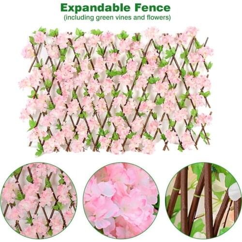 Artificial Garden Plant Fence With Artificial Flower Leaves Garden Decoration Screening Expanding Trellis Privacy Screen Fence