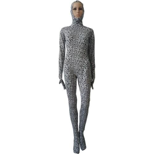 Halloween cosplay Leopard Spandex Costume Animal Full Bodysuit Zentai suit open face
