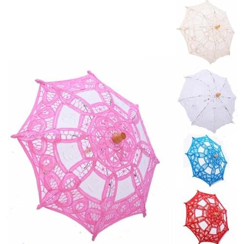 Little Sun Umbrella for Kids Children Lace Parasol Umbrella White Pink Red Blue Wedding Umbrella for Flower Girl Parasol Boda