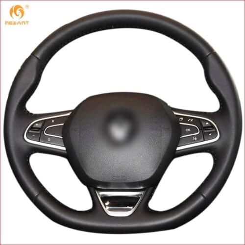 MEWANT Black Artificial Leather Car Steering Wheel Cover for Renault Kadjar 2015-2019 Koleos 2017-2019 Megane 2016-2019