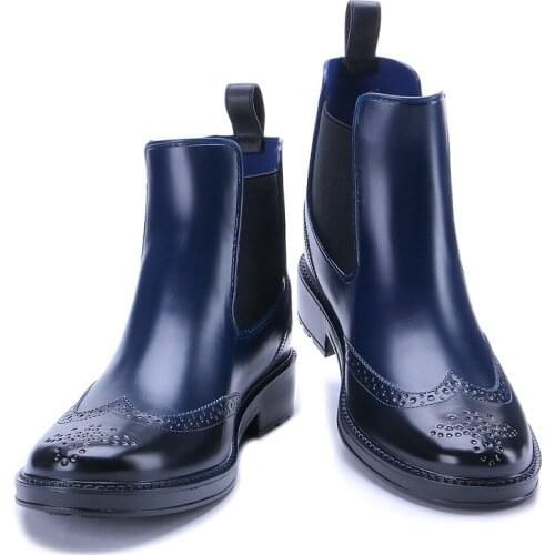 IPPEUM Women Rain Boots Fashion Waterproof Ankle Boots Fashion Thick Heel Platform Short Boots Womens Low Heeled Shoes