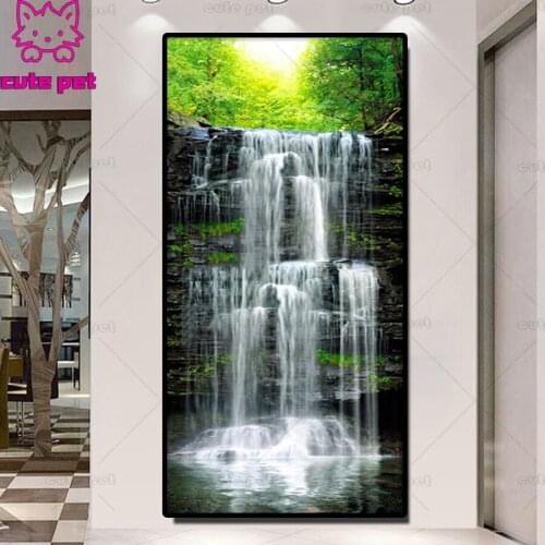 Large Mosaic Full Drill Square round drill waterfalls 5D DIY Diamond Painting Diamond Embroidery Cross Stitch kits rhinestones