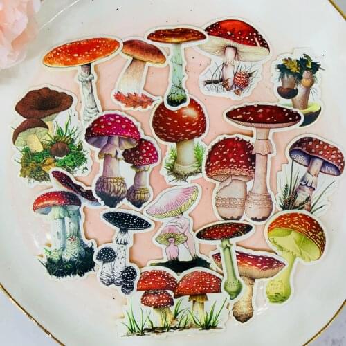 17pcs Wild mushroom Kids Fun Paper Stickers Homemade Bookkeeping Decals on Laptop / Decorative scrapbooking / DIY