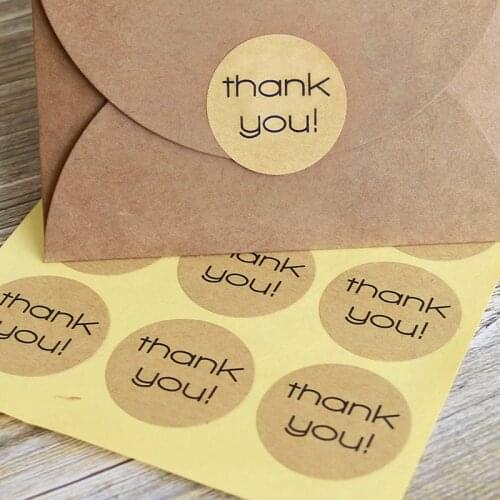 120pcs Kraft Thank You Paper Sticker Scrapbooking Labels Gift Sticker, DIY Self-adhesive Paper Label Dia.3cm