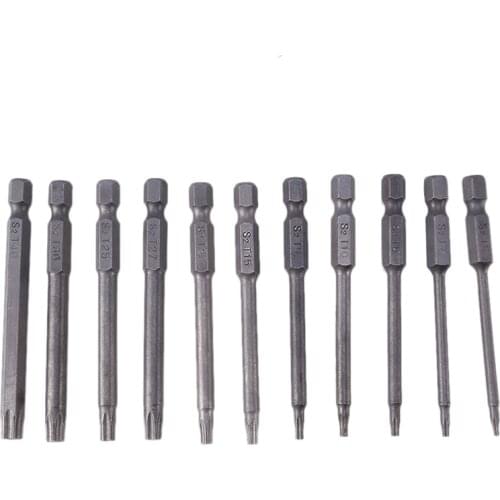 Hot 11Pcs 75Mm Magnetic S2 Steel Screwdriver Bits Hex Torx Head T6/T7/T8/T9/T10/T15/T20/T25/T27/T30/T40