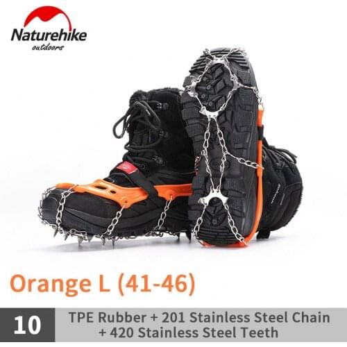 Naturehike Climbing Crampons 10/25 Teeth Ultralight Antiskid Winter Snow Walk Spiked Shoes Stainless Steel Nail Teeth Ice Claw