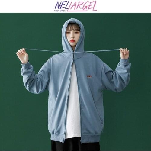 NELLARGEL Women Solid Vintage Zip Up Y2k 2021 Female Winter Kawaii Harajuku Streetwear Jackets Girl Causal Black Korean Jackets