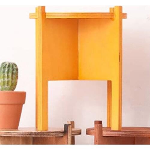 NHBR Wooden Flower pot Holder Plant Stand Flower Pot Holder Set Plant Shelf for Indoor and Outdoor Decorations Yellow